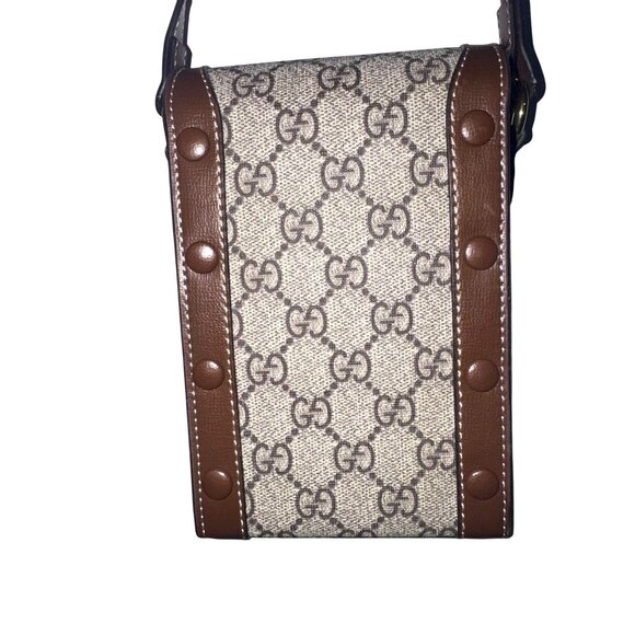 Gucci Horsebit Canvas & Leather Crossbody Bag 7.5x4.5 Inches Adjustable Strap - Picture 10 of 14